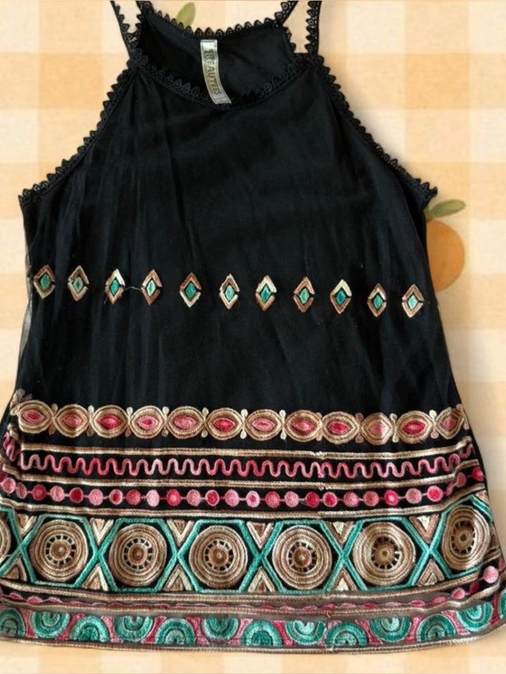 Black and Pattern Style Top